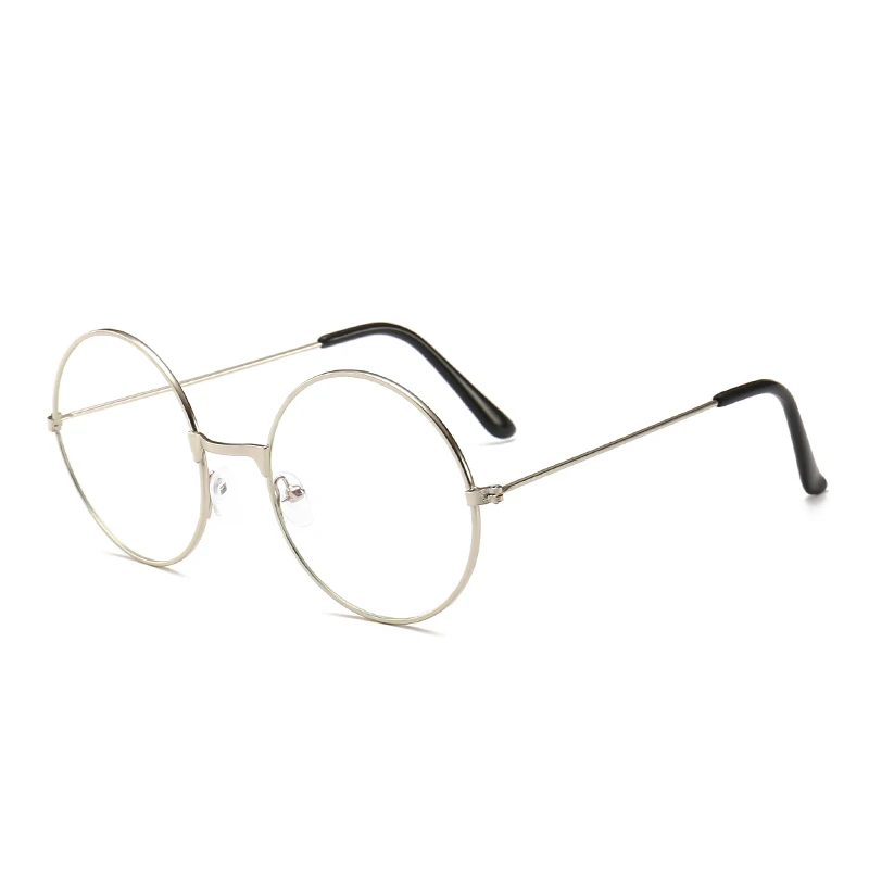Женские очки, оптическая оправа, металлическая круглая оправа, прозрачные линзы, синий светильник, очки для мужчин, компьютерные очки, игровые очки - Цвет оправы: yin bai pian