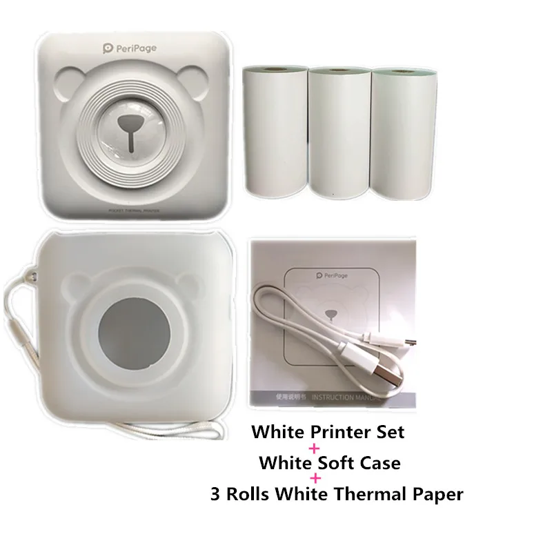 a6 peripage soft silicone case photo thermal printer and white thermal paper no adhesive
