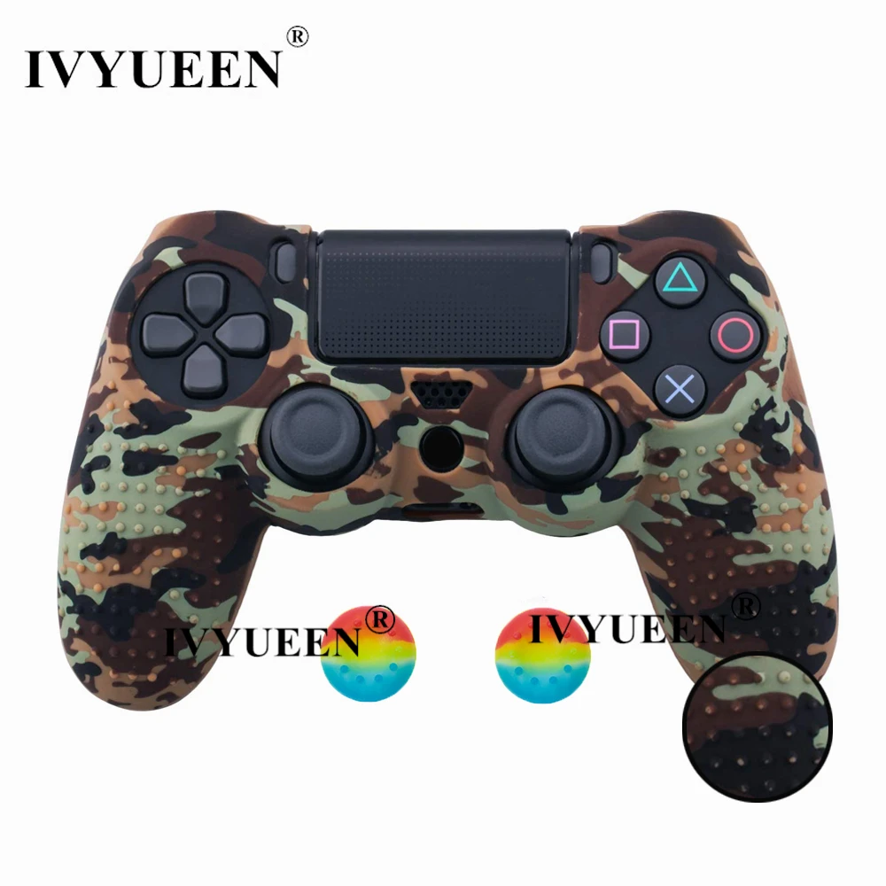 Desert Camo IVYUEEN 25 цветов Противоскользящий силиконовый защитный чехол для sony playstation 4 PS4 DS4 Pro тонкий контроллер Thumb Grip Caps - Цвет: Desert Camo