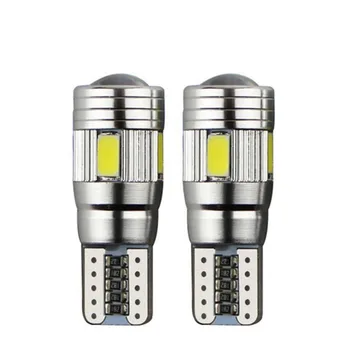 

10 X T10 LED canbus W5W 194 Interior Xenon White LED CANBUS NO OBC ERROR 6 SMD 5630 5730 with Lens Projector Aluminum Case bulbs