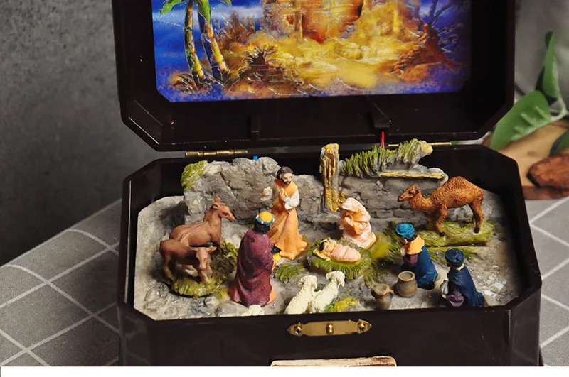 Catholic Manger Group Jesus Nativity Scene Decoration Sound and Light Music Box Decoration Christmas Gift Resin Crafts Catholic Manger Group Jesus Nativity Scene Decoration Sound and Light Music Box Decoration Christmas Gift Resin Crafts