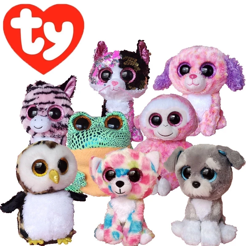 Ty Beanie Boos Stuffed & Plush Animal Colorful Pink Owl Childrens Toy Kids Doll 