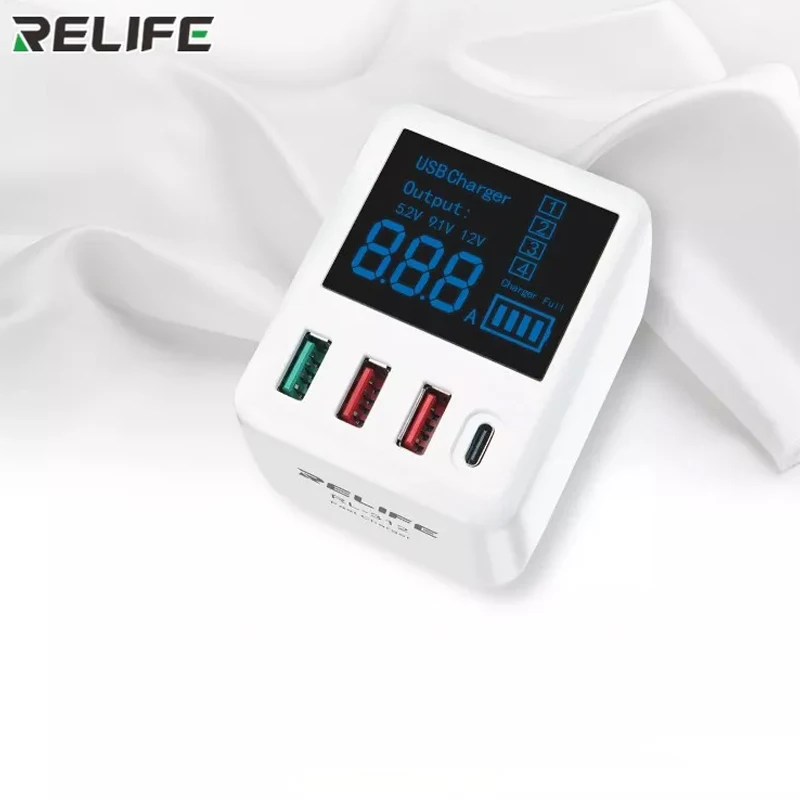 RELIFE RL-312, портативное интеллектуальное мини зарядное устройство QC3.0 Cargador с USB выходом, цифровым дисплеем и разъемом AU EU UK