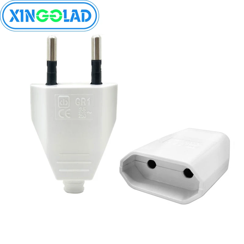 

2 Pin EU Plug Male Female Electrical Adapter AC Power Connector Plug with Socket Power Cord Convertor Rewire Plug Adapter 2.5A