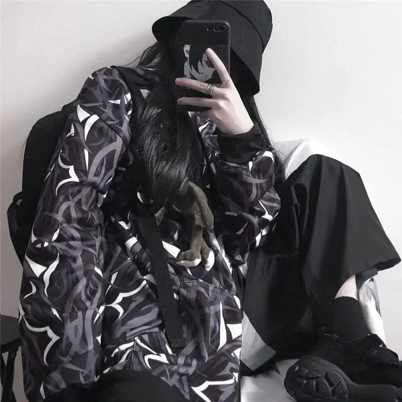 XITAO Harajuku стильная куртка с капюшоном и принтом женская уличная трендовая куртка на молнии плюс бархатного размера плюс осенне-зимнее женское пальто DMY1072
