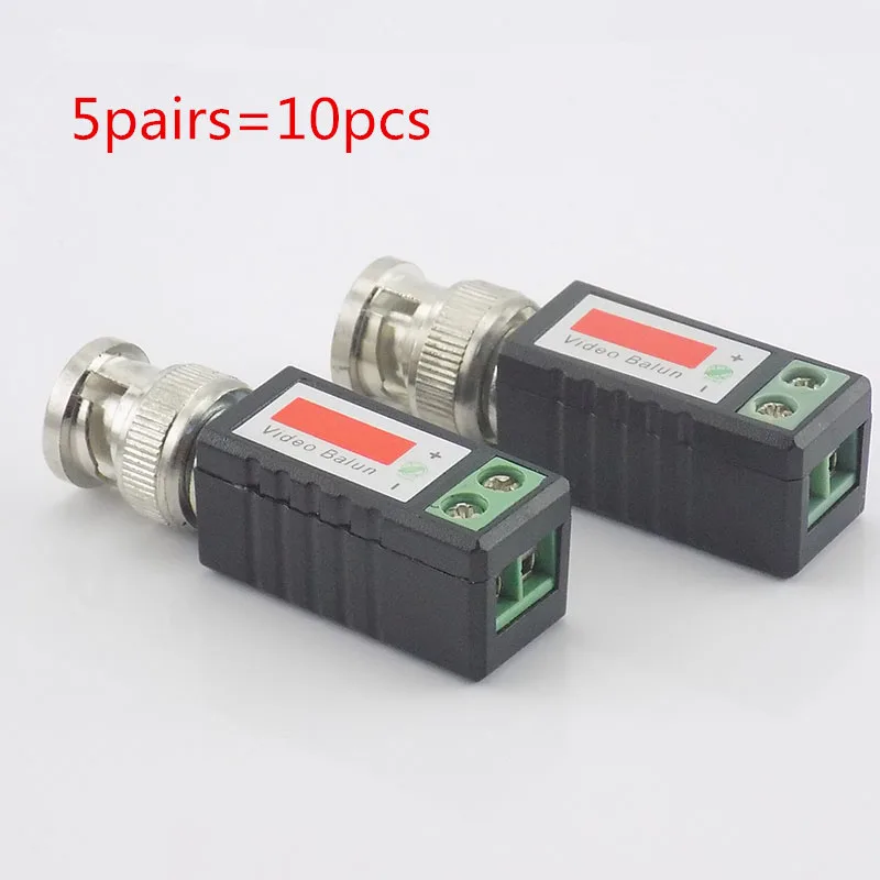 

5 pairs CCTV BNC video balun Twisted Passive balun Transceiver BNC Male COAX CAT5 Camera UTP Cable Adapter connector K09