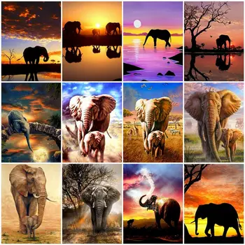 

DIY Painting By Numbers Elephant Paint By Numbers For Adults Frames For Pictures Animal Acrylic Kit Home Wall Decorations