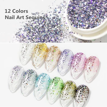 

1 Box Sparkles Nail Glitter Mix Nail Art Powder Sequins Flakes Set Mermaid Holographic Decorations Manicure Chrome Pigment