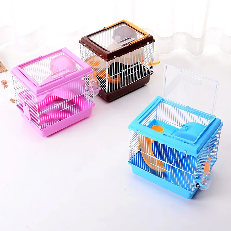 Клетка для хомяка большой замок двойное прозрачное колесо миска еды горка клетка