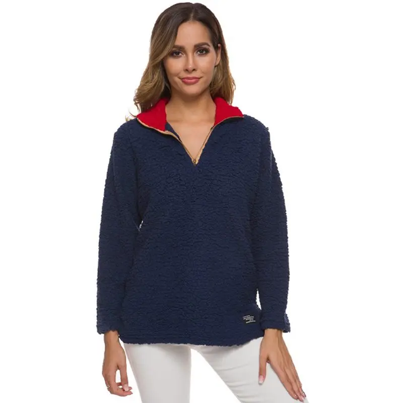 

Casual Coats Solid Color harajuku Women Winter Autumn New Fashion Woolen Cloth Soft Zipper Pullover Warm Plush Hoodies 3XL