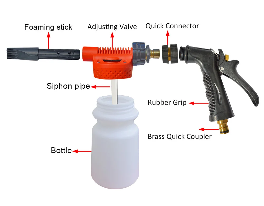 Автомобильный шланг для мытья сада, пистолет для чистки автомобиля, пенная насадка для мытья автомобиля, распылитель пены для воды, распылитель пены с низким давлением