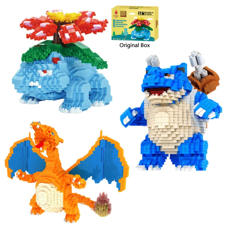 

DIY Mini Building Blocks Micro Bricks Animal Doll Children Gifts Toy For Pokemones Venusaur Blastoise Charizard Snorlax Arcanine