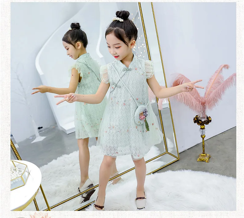 Cheongsam/Летняя одежда для девочек; детский древний костюм; Улучшенная Китайская одежда; куртка; юбка; китайский костюм в китайском стиле для маленьких девочек