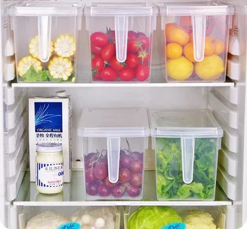 

Refrigerator Food Storage Box Plastic Transparent Dustbin Classification With Lid Kitchen Refrigerator Cabinet Freezer Storage B