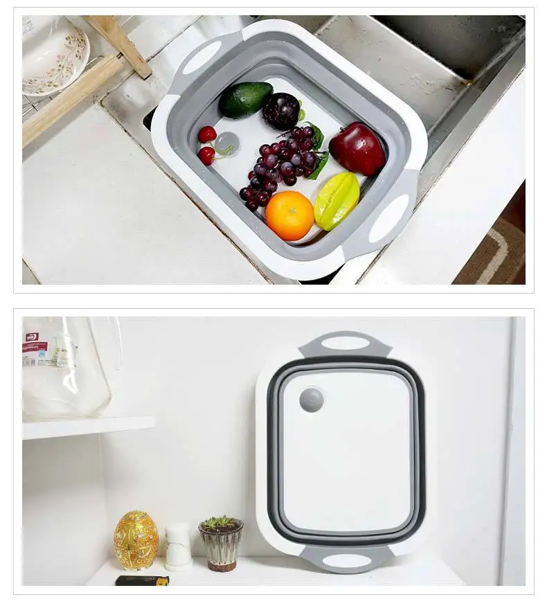 Кухонная корзина для мытья разделочная доска 2 в 1 многоцелевая пластиковая корзина для мытья овощей и фруктов складной фильтр