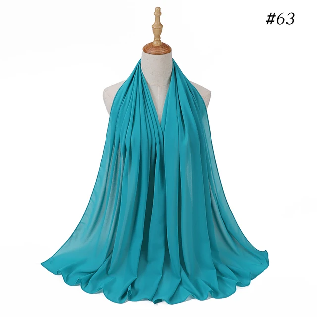 women plain bubble chiffon scarf hijab wrap printe solid color shawls headband women hijabs scarves/scarf 60 colors COLOR 63