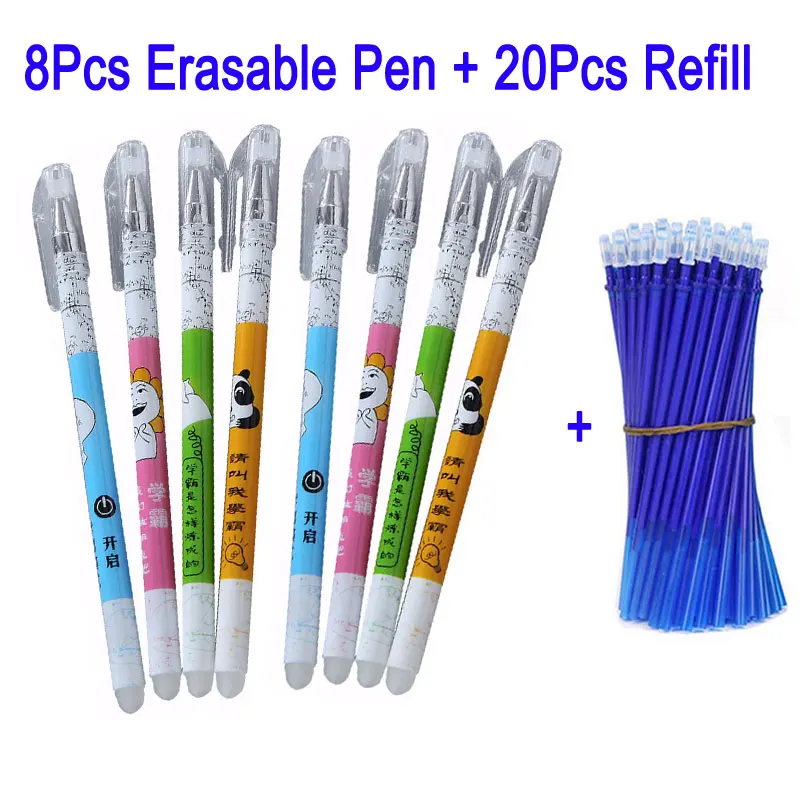 8+ 20 шт/набор 0,5 мм стираемые гелевые ручки синие чернила стирающиеся ручки стержни для школы офисные ручки канцелярские инструменты