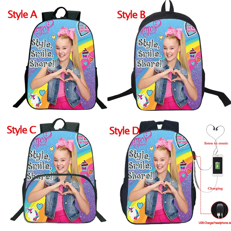 Jojo Siwa рюкзак 4 стиля USB зарядка ученические рюкзаки школьные сумки большой емкости красивый рюкзак для школы