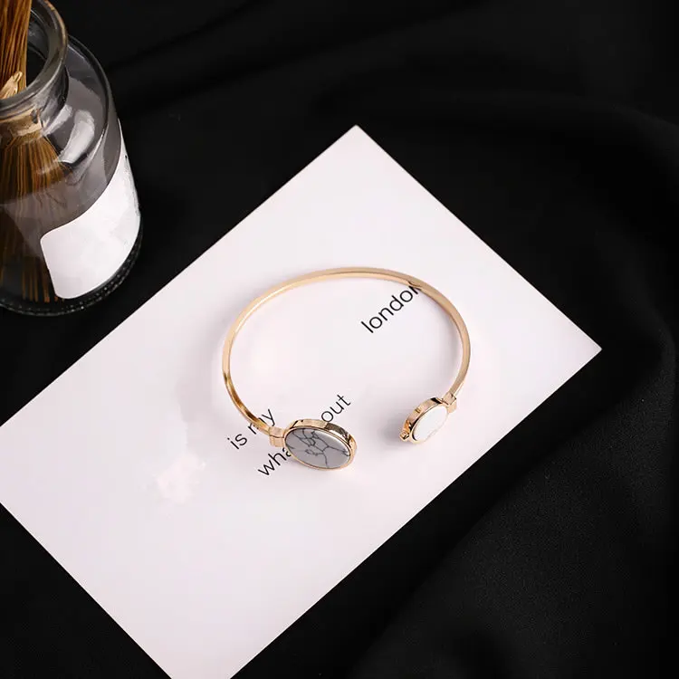 AOMU Корея простой геометрический Круглый браслет камень узор кулон браслет для женщин Открытие браслет ручной ювелирные изделия подарок