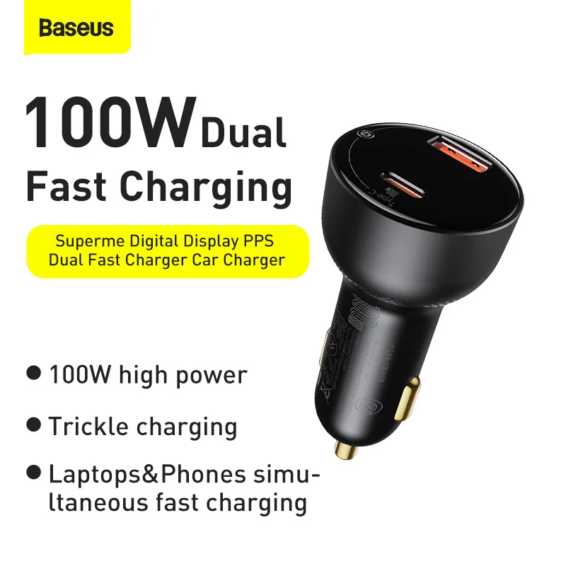 Baseus 100w Car Charger Quick Charge 4.0 Qc 3.0 Usb Type C Charger Pd Fast Charging For Iphone 12 Samsung Xiaomi Macbook Laptop - Mobile Phone Chargers - AliExpress