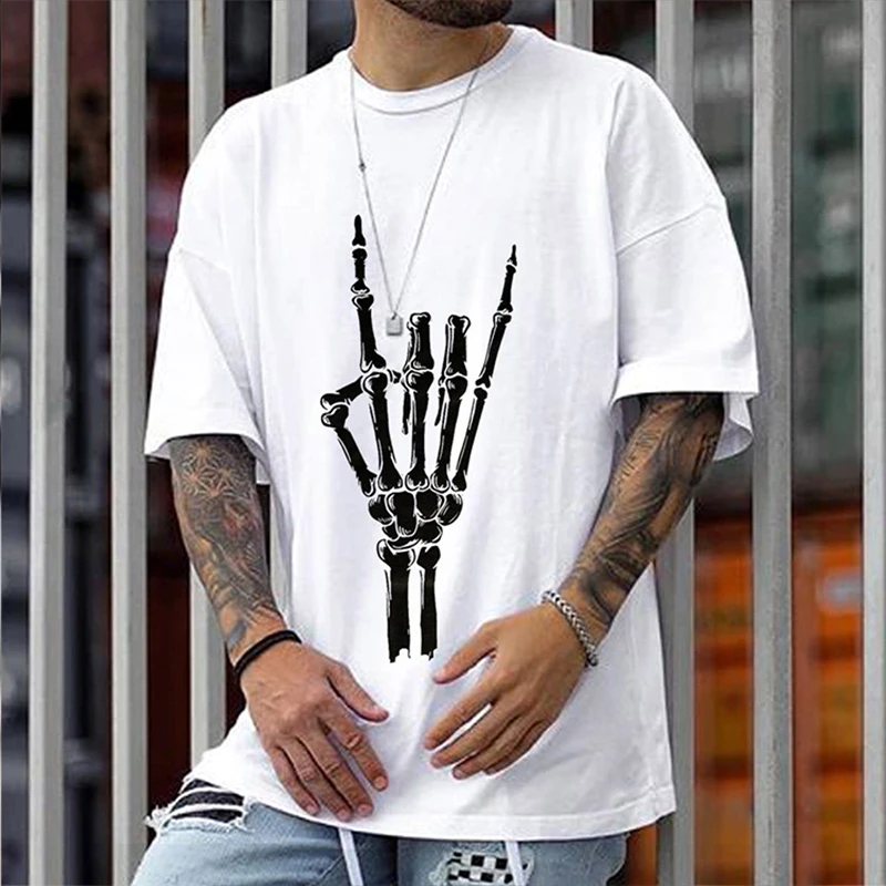 Camiseta oversize con brazo de esqueleto para camisa informal transpirable cómoda, con estampado 3D, 6XL, de - AliExpress