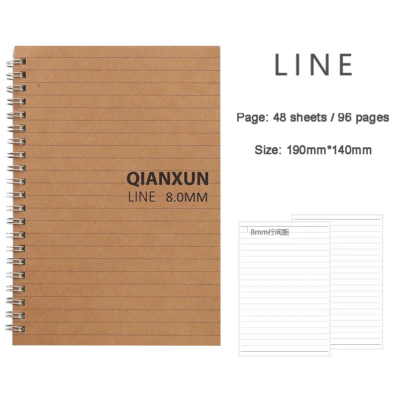 Agenda Retro Coil Notepad Daily Weekly Monthly Planner Organizer PP Cover Time Memo Notebook School Office Stationery - Цвет: Horizontal line