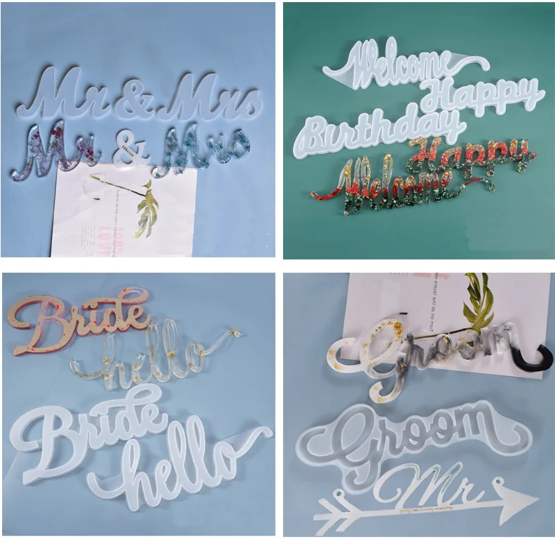 

1PC Welcome Hello Happy Birthday DIY Silicone Mold Dried Flower Jewelry Accessories Tools Resin Molds