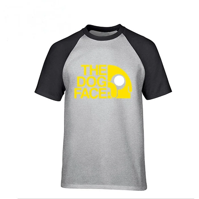 

The dog face letter print mens Tops animation Adventure Time t shirt Finn and Jake Sport fitness Tshirt men short sleeve T-shirt