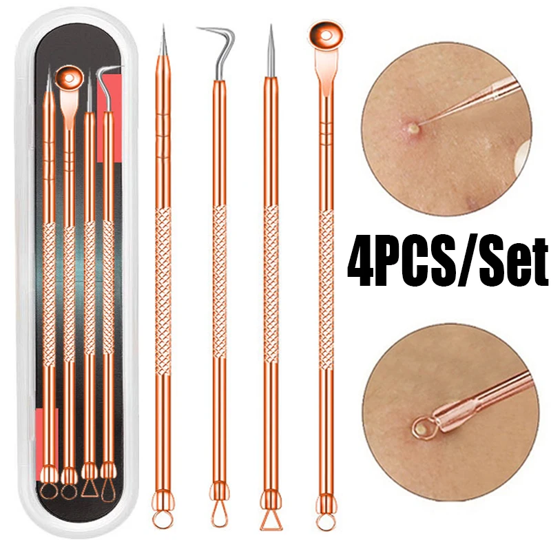

Silver Rose Gold Comedone Acne Pimple and Blackhead Remover Tool Stainless Needles To Remove Pore Cleaner Beauty Tools