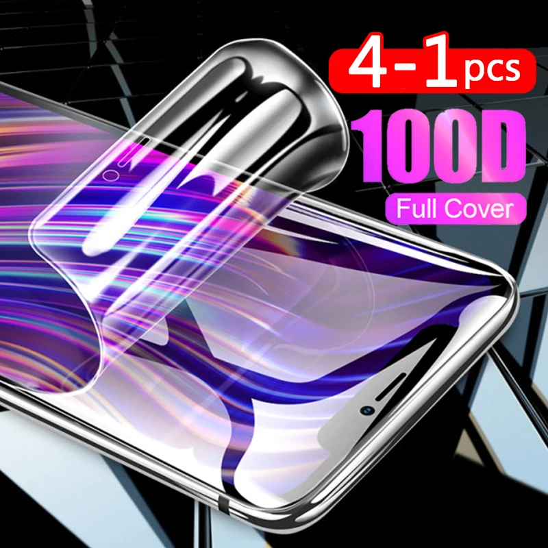 4 шт. 100D Защитная Гидрогелевая пленка для iPhone 11 Pro MAX 6 6s 8 7 plus XR X XS полная защита экрана мягкая пленка не стекло