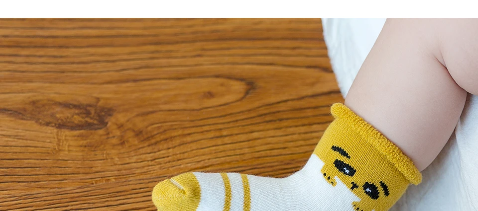 5 пар хлопковых носков для малышей зимние Утепленные носки для новорожденных мальчиков и девочек Теплые махровые носки в полоску для малышей, детские носки