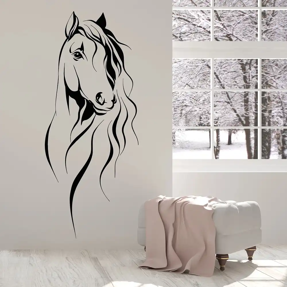 Hermosa Cabeza De Caballo Pared Calcomania Animal Mascota Arte