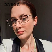 XYKGR, тренд, кошачий глаз, металлическая оправа для очков, для девушек, Ретро стиль, плоское зеркало, мужские очки, оправа для женщин, оптическое компьютерное зеркало для чтения