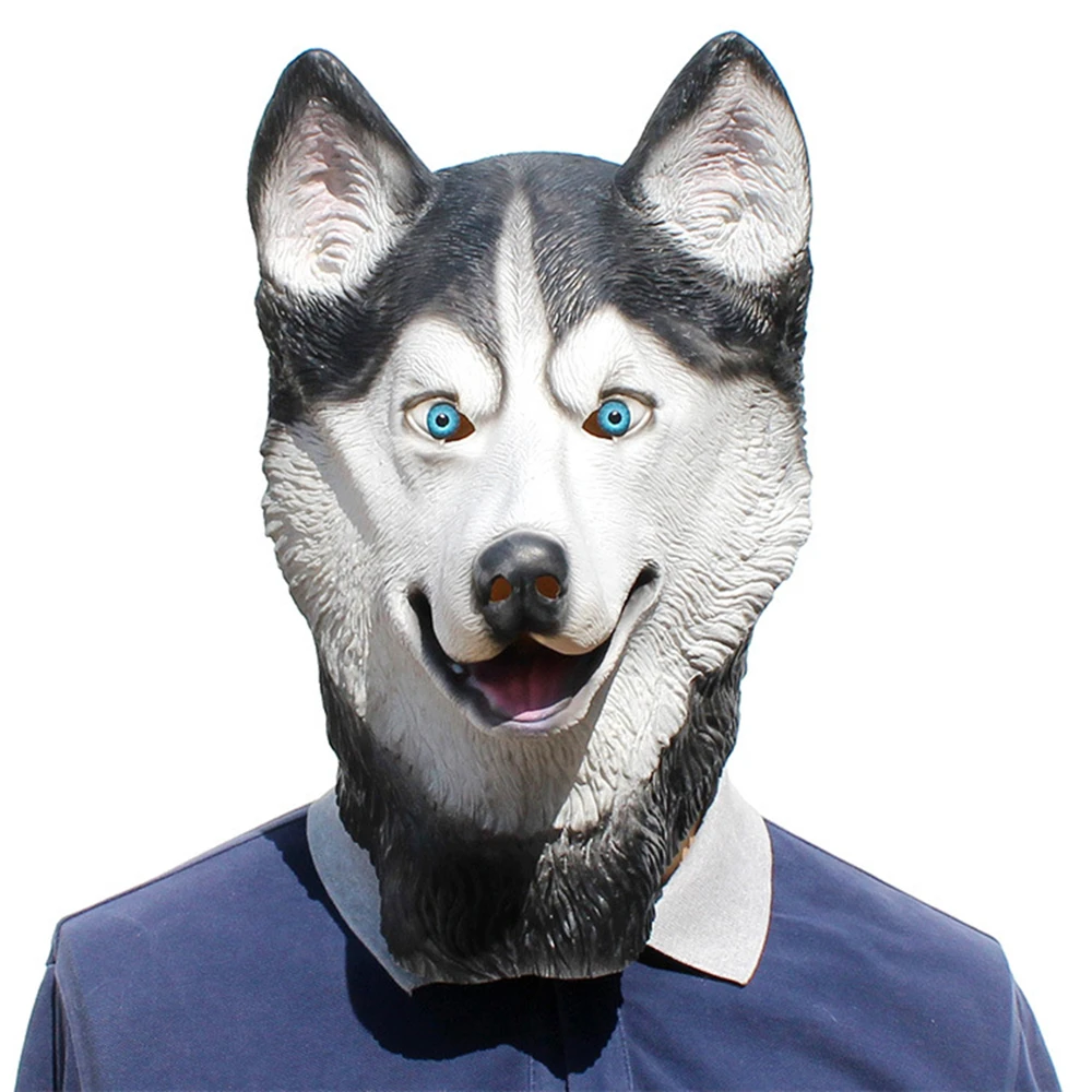 Latex Siberian Husky Dog Mask Halloween Animal Carnival Party Props Cosplay Fancy Dress Accessories | Тематическая одежда и
