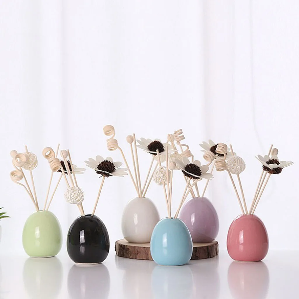

Artificial Flower Ceramic Vase Essential Oil Perfume Bottle Holder Aroma Diffuser for Home Living Room Bathroom Hotel Car Decor