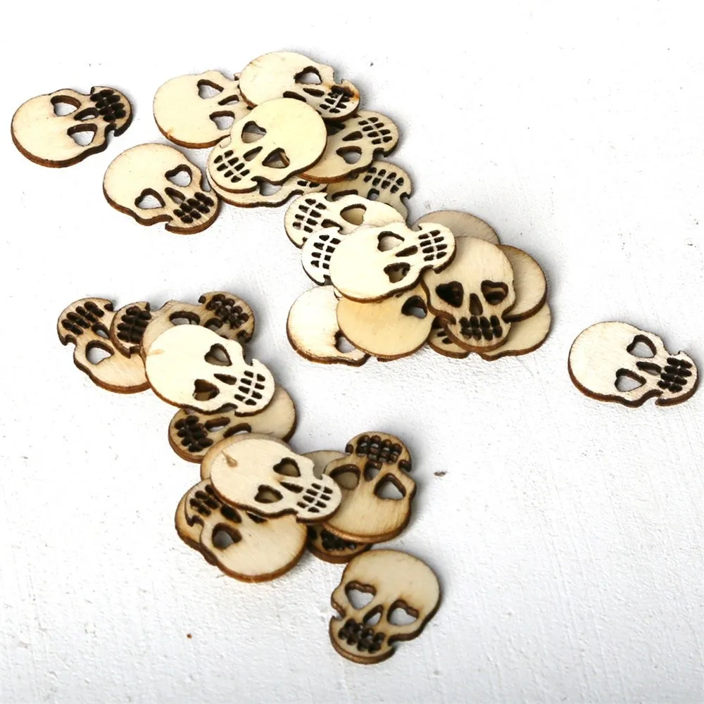 150pcs Wooden Halloween DIY Craft Decor For Party Owl Skull Bat Pumpkin Cat Spider Home Decoration Crafts Scene Props