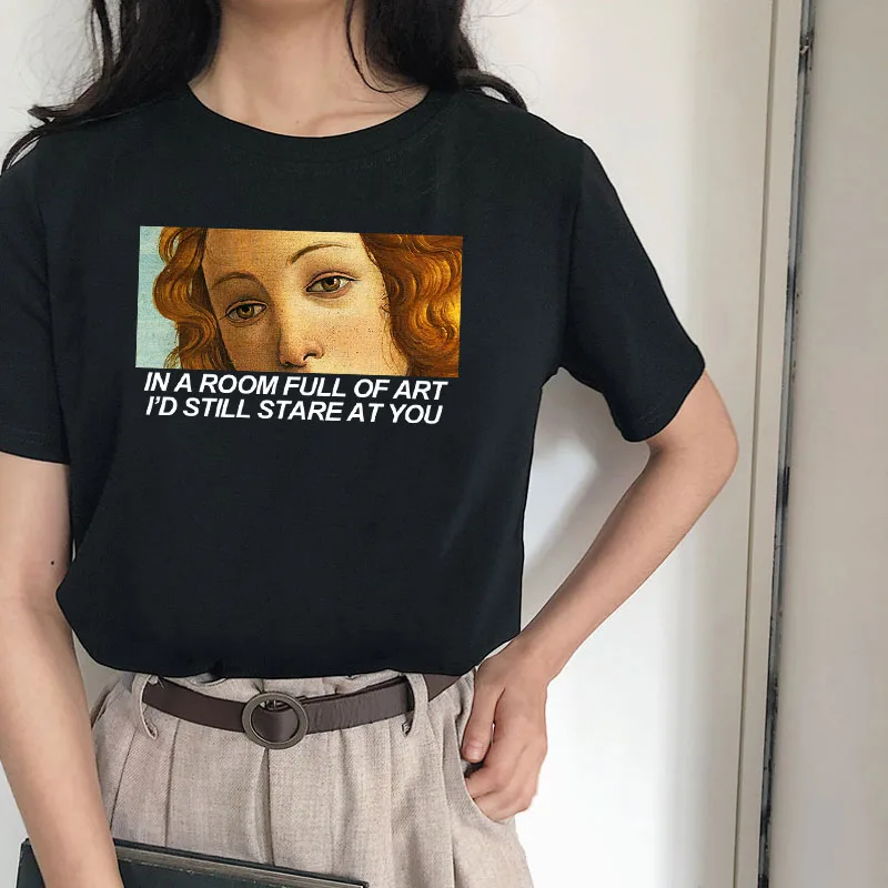 Mona Lisa/Повседневная модная футболка с рисунком глаз в стиле Харадзюку винтажный