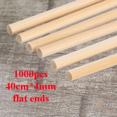flat ends 40cmX4mm 400 мм длина деревянные палочки 1000 шт. палочки для барбекю инструмент бамбуковые палочки DIY шашлык кабоб бамбуковые шампуры Торнадо, картофель деревянные шпаги - Цвет: flat ends 40cmX4mm