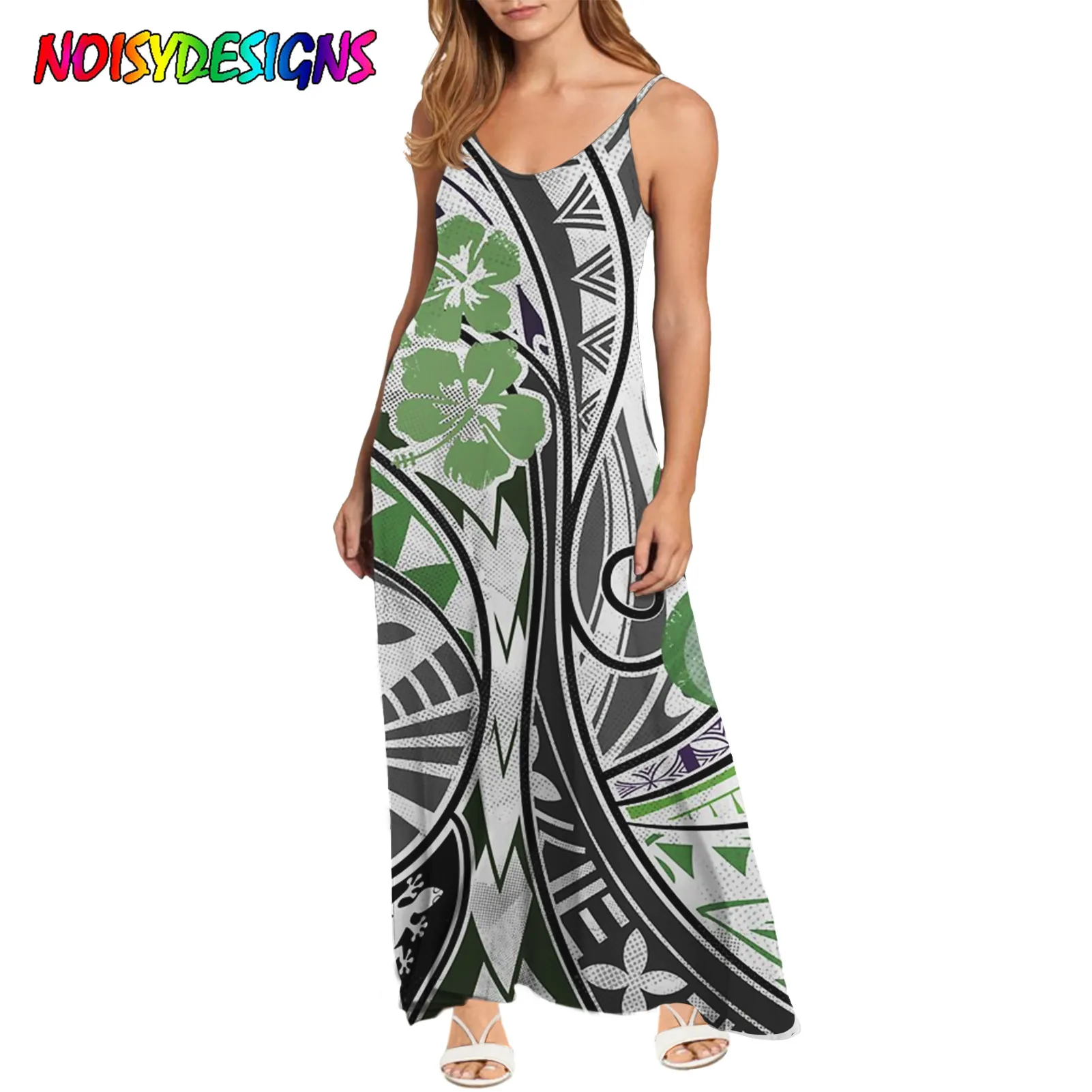 

NOISYDESIGNS Women Elegant Vintage Tribal Hibiscus Print Long Maxi Dress Backless Party Beach Dress Sundress Vestido de Mujer