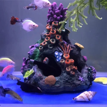 

ARTIFICIAL AQUARIUM CORAL ORNAMENTS FISH TANK DECORATIVE ROCKS DECORATION CORAL REEF CAVE FOR FISH SHRIMP HIDING HOUSE DECOR