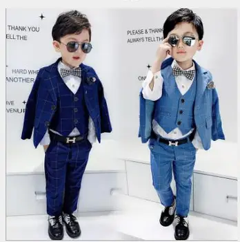 

Formal plaid boys suits sets 3pcs/set boy suitsformal clothes suit for wedding boys tuxedo Blaze clothing children party costume