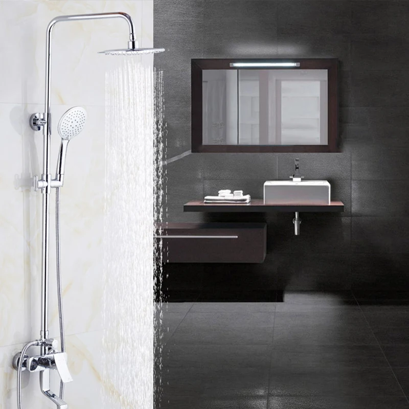 Современный Ванная комната больший тропический душ на ванной кран Набор хром