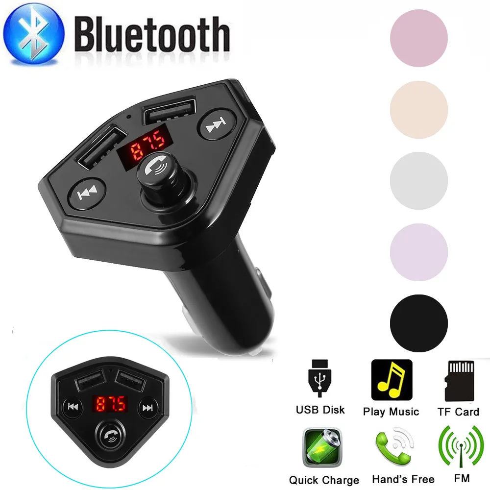 Автомобильный Bluetooth fm-передатчик беспроводной Hands Free комплект MP3 музыкальный плеер Поддержка tf-карты 5 в 2.1A USB зарядное устройство fm-модулятор