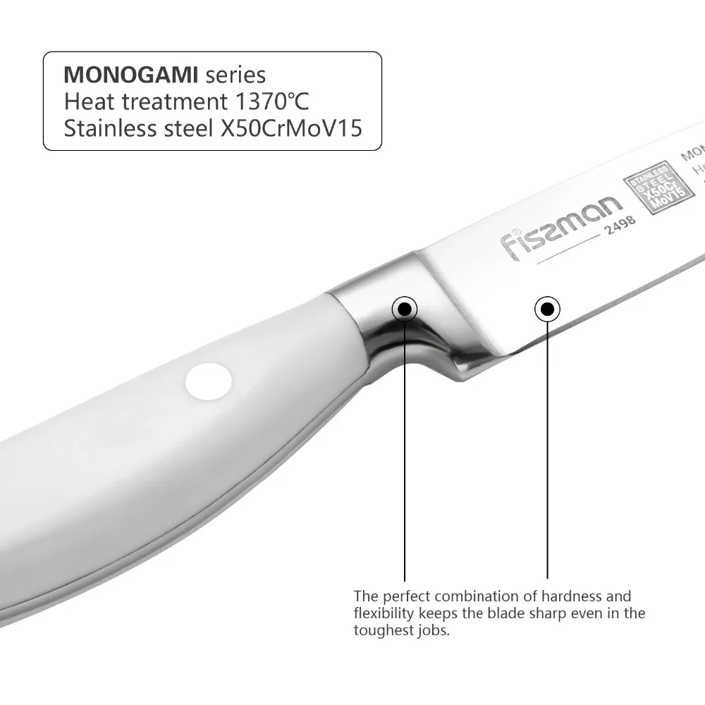 FISSMAN 3 5 ''нож для очистки овощей моногами (сталь X50CrMoV15) белый|Кухонные ножи| |