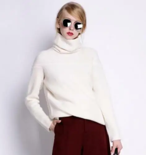 Womens High Loose Tops Neck Winter Cashmere