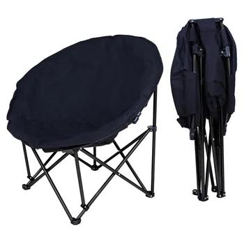 

YeStarry Folding Moon Chair Saucer Padded Comfort Lounge Bedroom Garden Furniture Black Seat