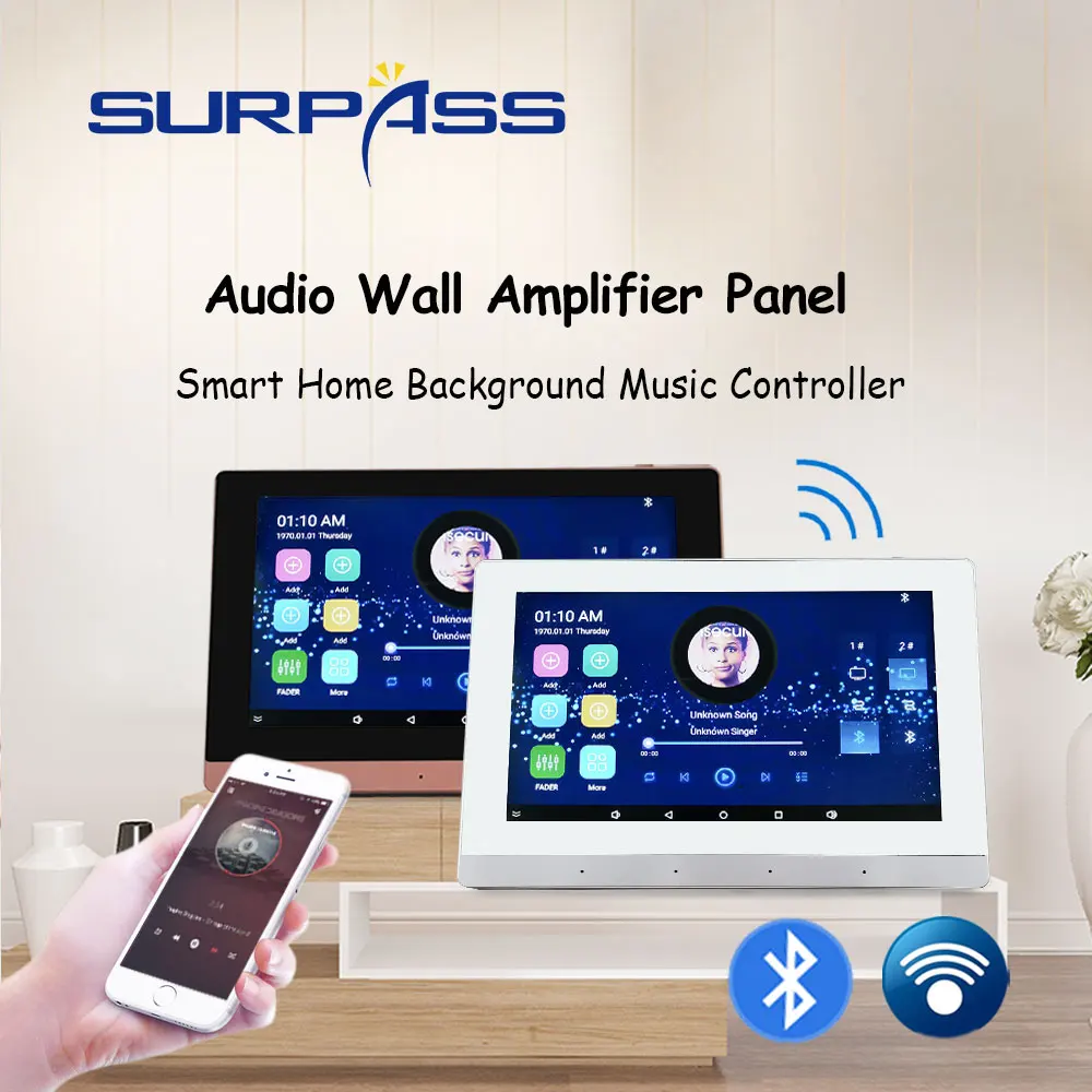 WIFI Bluetooth Touch Screen In Wall Amplifier Android Audio 7