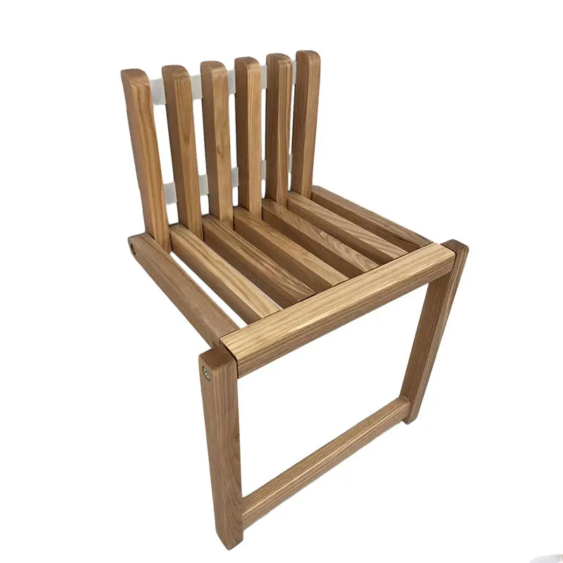 Wall-Mounted Folding Footstool, Porch Chair, Shoe Stool Chair, Hidden Solid Wood Folding Bathroom Stool 4