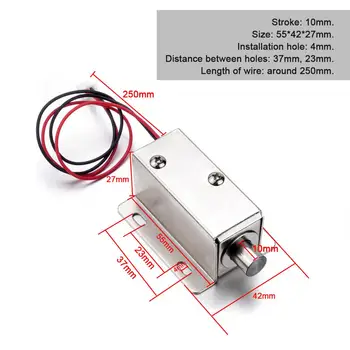 

1Pcs Dc 12V Electronic Lock Stroke 10mm Round Head Electromagnetic Lock Electric Release Assembly Solenoid Access Control