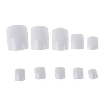 

500 White UV Gel Acrylic Fake False Toe Nail Art Tips